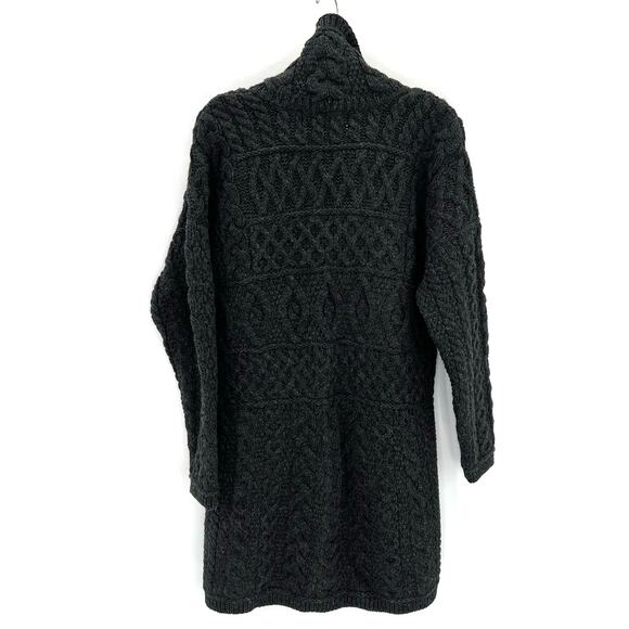 Aran Sweater Market Ireland Merino wool fisherman full zip long cardigan - Picture 5 of 8